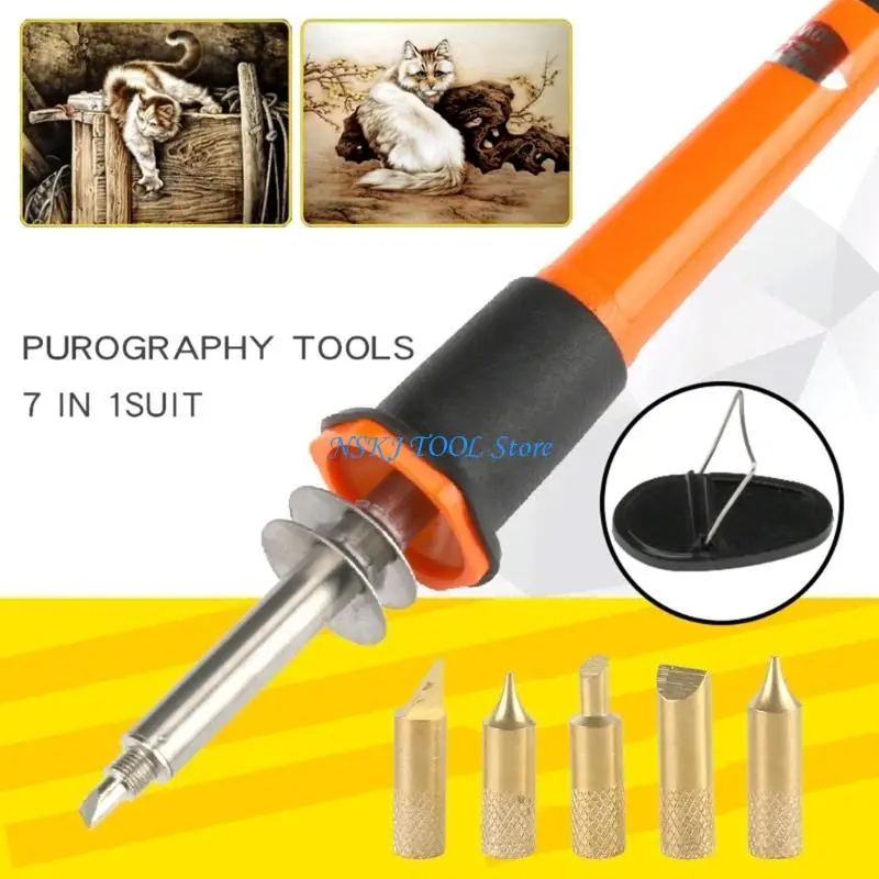 

L8RC Electric Burning Pen Tool Set Set Professional Pyrography Machine Electric Woodburning with 5 Tips & Safety Stand