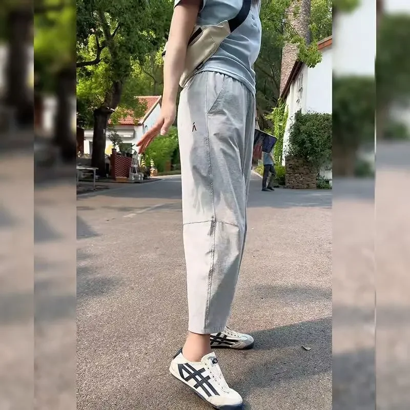 

Women's Ice Silk Quick-Dry Harem Pants Loose Casual Sports Trousers For Summer Plus Size Petite-Friendly In Gray