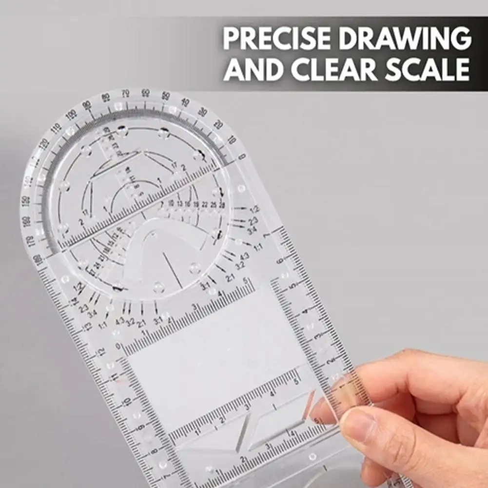 مسطرة هندسية متعددة الوظائف ، قالب رسم ، أداة قياس للرسم النشط والمدرسة والمكتب