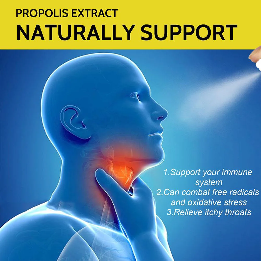 ZB Propolis Throat Spray Natural Herb Extract Eliminate Discomfort Throat Dry Mouth Cough Spray Dysphagia Relieve Itchy Care