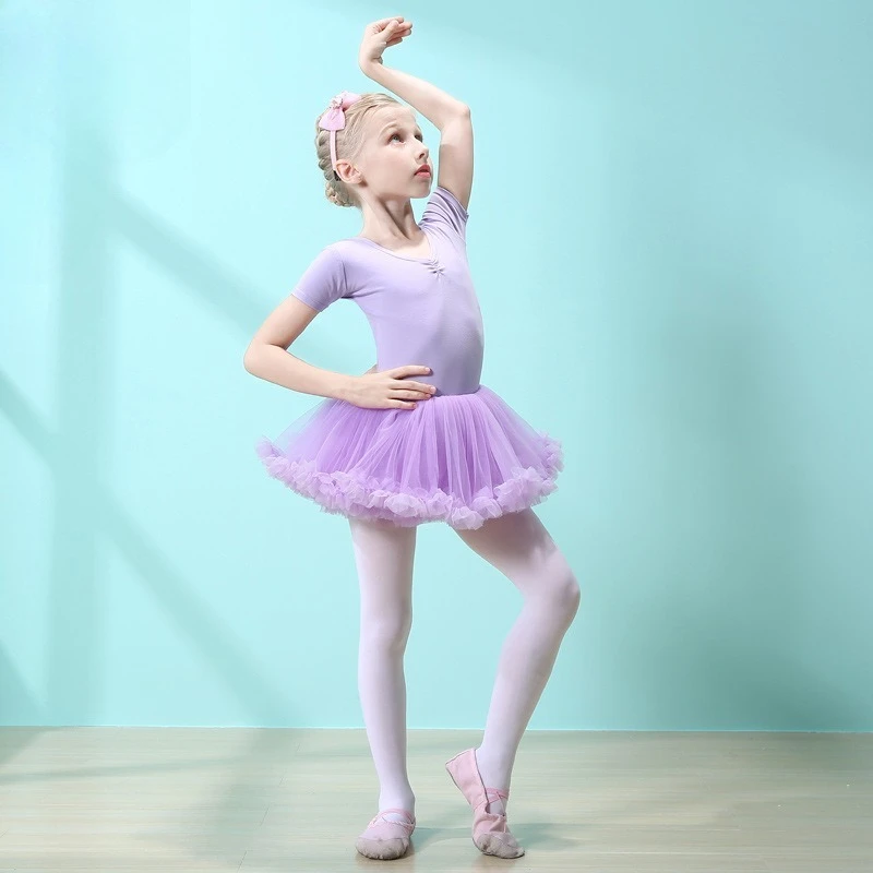 Short Sleeve Ballet Dress Kids Summer Dance Leotard Breathable for Dance Daily Practice Exams Performance Children Dance Outfit