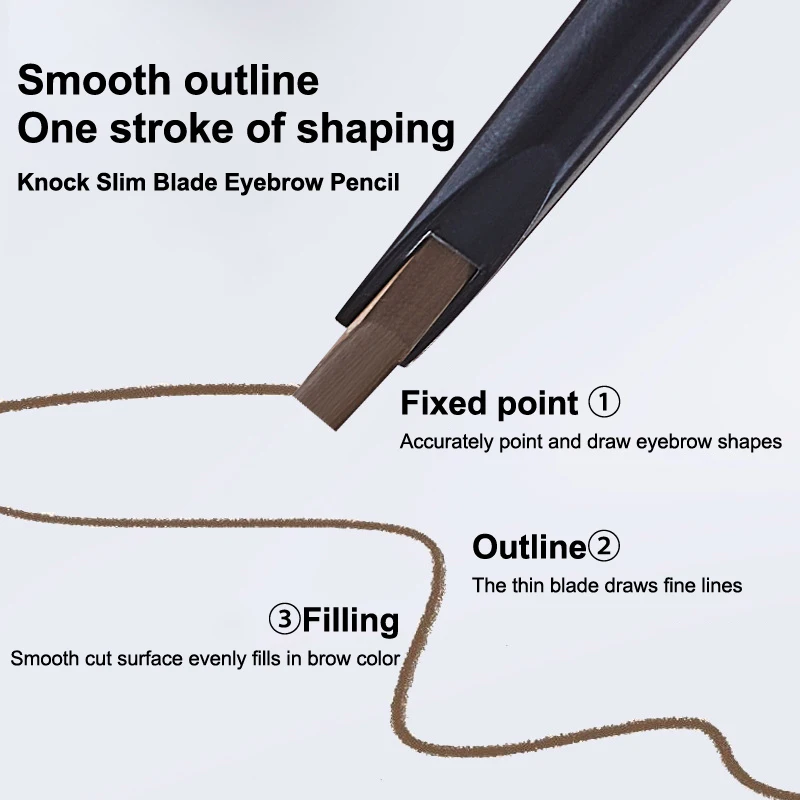 Pomada de lápiz de cejas de 3 colores, doble punta con pinceles para cejas, herramienta de maquillaje de aspecto Natural delgado de larga duración para dar forma a las cejas 3D