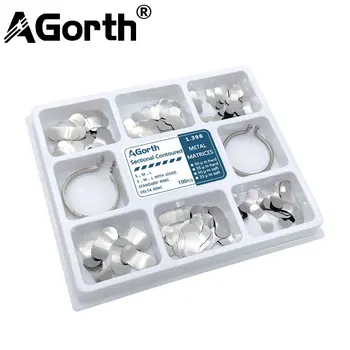 100 stks/doos Tandheelkundige Sectionele Voorgevormde Matrix Bands Wiggen Nr 1.398 Metalen Matrices Bands Tandarts Gereedschap