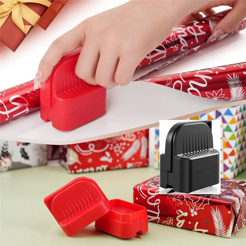 Efficient 2Pcs Wrapping Paper Cutter, Gift Wrap Cutter 4 Wheels Compact Christmas Gifts Wrapping Paper Roll Cutter Tool Black,Re