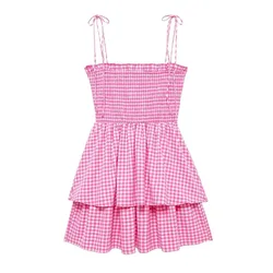 Plaid Print Sleeveless Dress Women All-match A-line Beach Dress Women Ulzzang Students Dress Vestidos