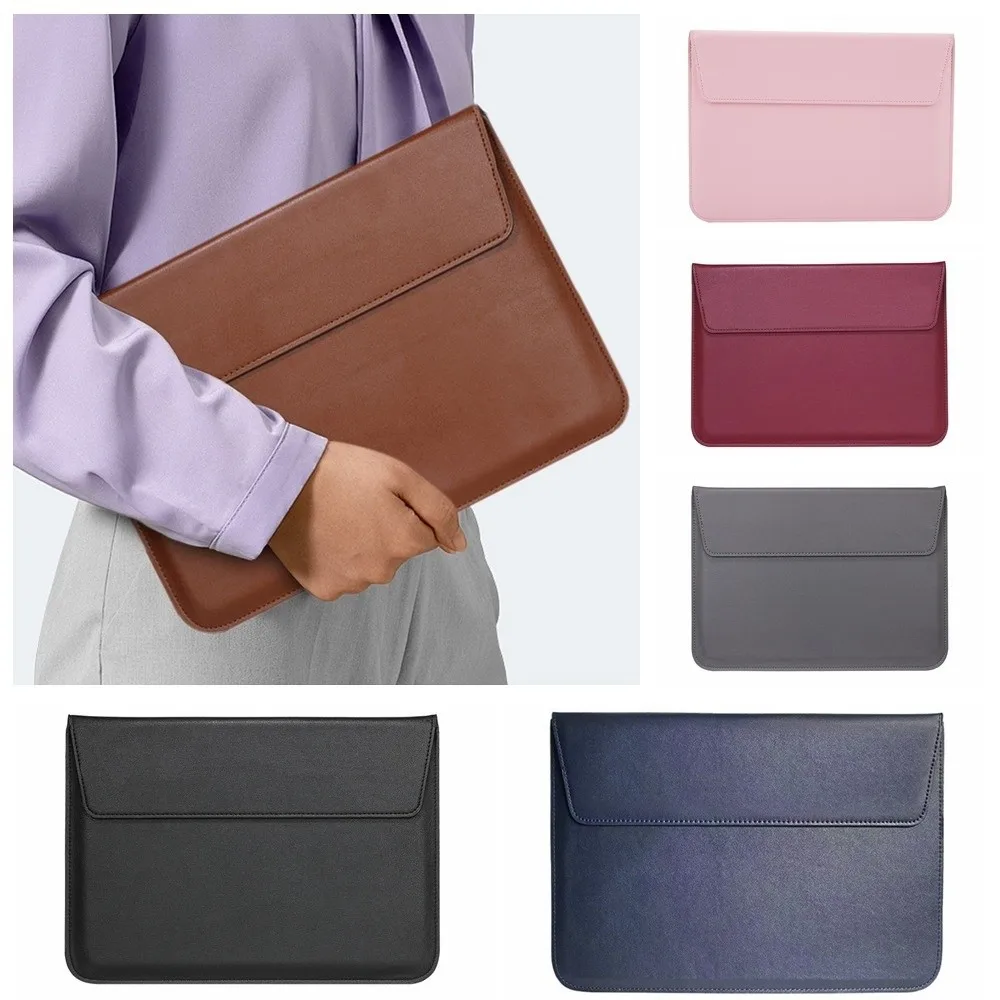 

Magnetic Closure 13inch Laptop Bags Envelope Design Leather Laptop Sleeve Pouch Bracket Lightweight Notebook Sleeve Travel