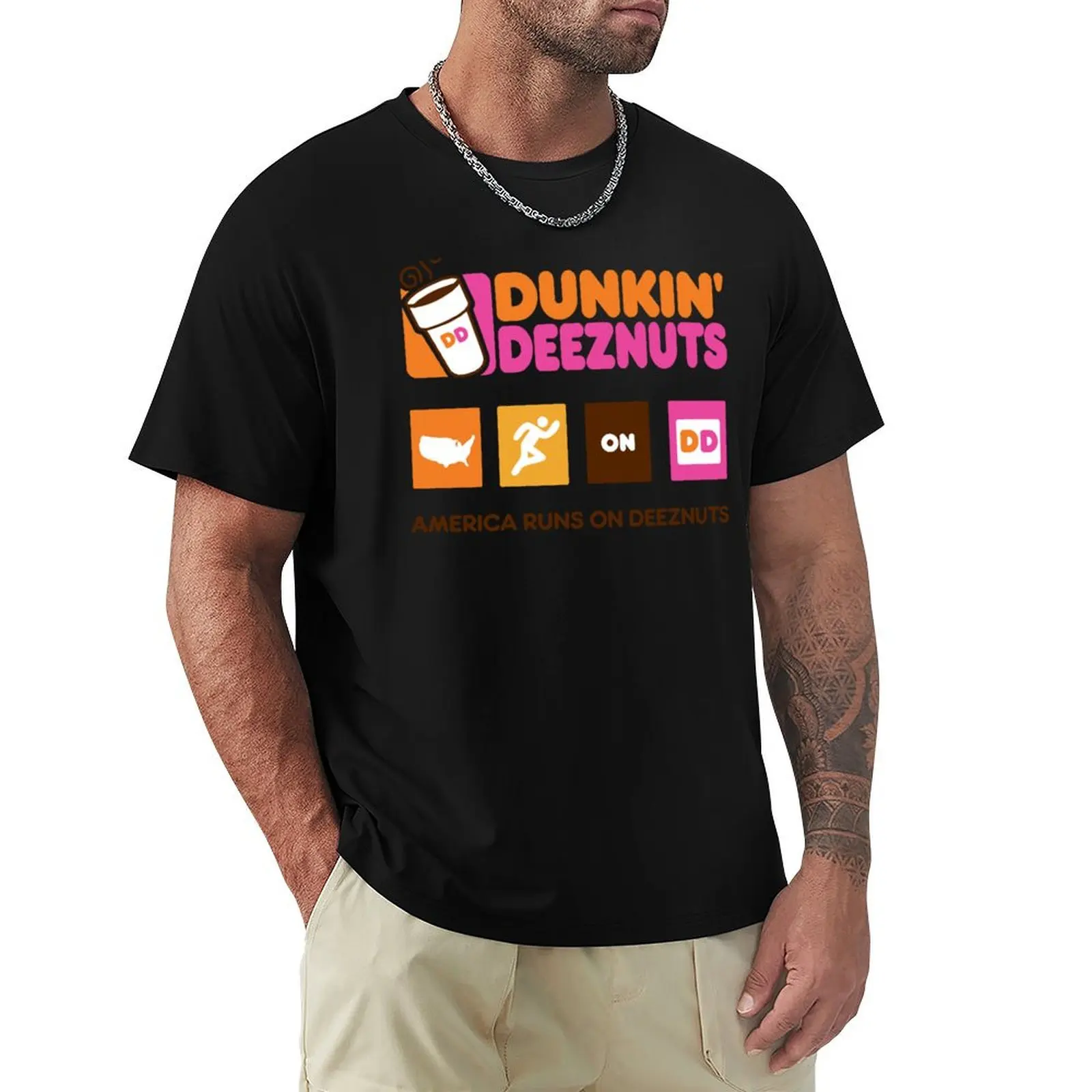 Dunkin Deeznuts - America Runs On Deeznuts T-Shirt Trendy Pattern T-Shirt for Men