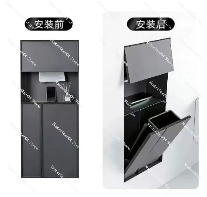 Recessed Sanitary Container Compact Toilet Space Organization Gadget