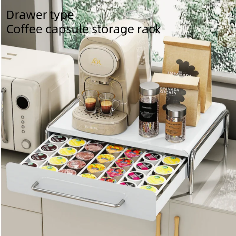 Capsule Coffee Display Stand Water Bar Table Tea Bag Storage Box Coffee Machine Base Drawer Storage Rack