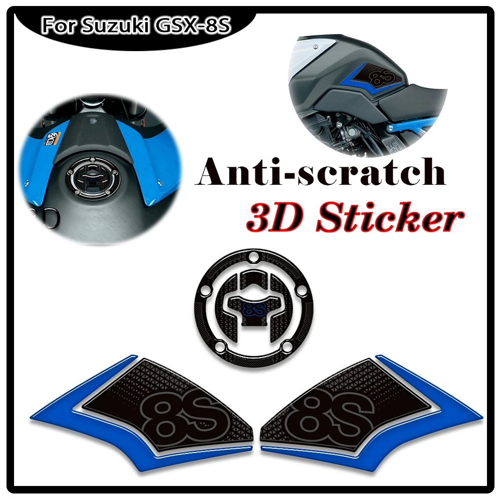 

Motorcycle For Suzuki GSX-8S GSX8S GSX 8S 800 2023 2024 Protection Tank Pad Side Grips Gas Fuel Oil Kit Knee Stickers Decals