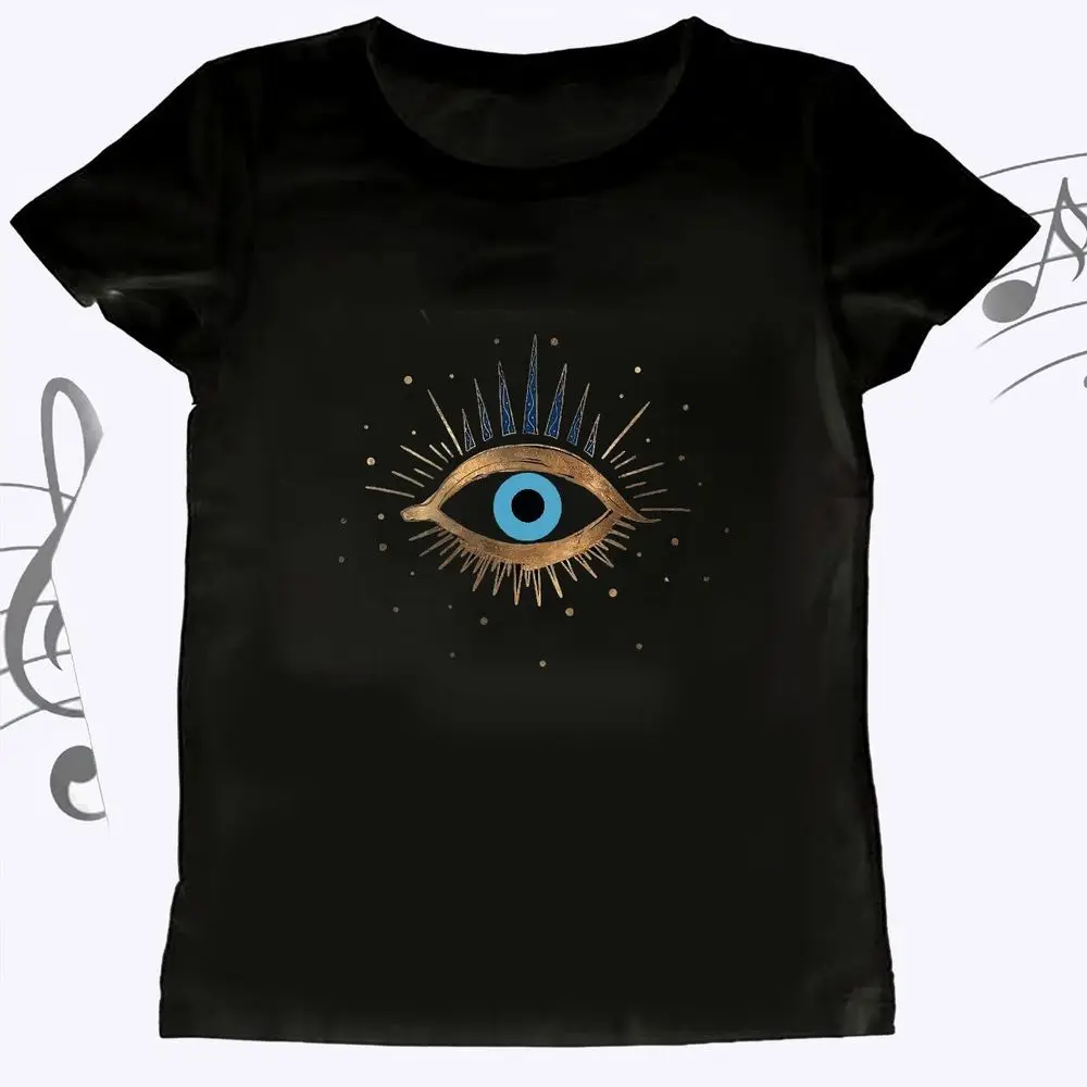 Evil Eye Graphic Women's Oversized T-shirt Summer Short Sleeve Print Vintage Tops Female Casual Fashion Harajuku Y2K Streetwear
