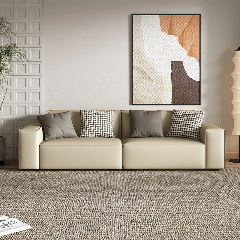 Tofu square living room fabric sofa size apartment technology cloth straight row sofa