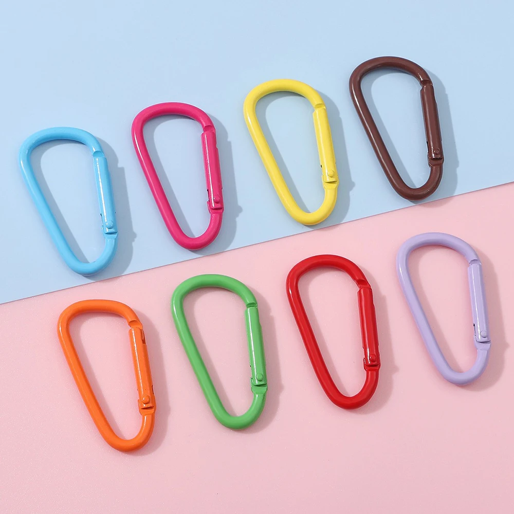 1Pc 47x23mm Mix D Carabiner Hook Colorful Alloy Keychain Clip Hooks For Making Jewelry Key Ring Connector DIY Findings