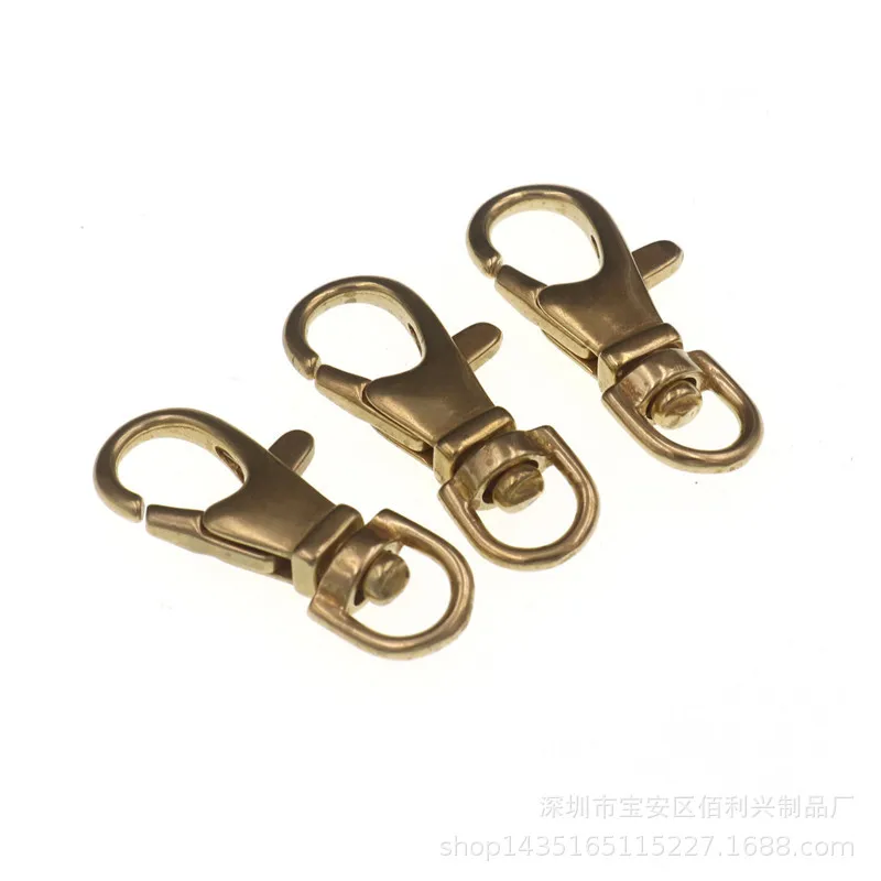 4pcs Small brass snap hooks classic swivel eye trigger clips clasps for leather craft bag purse strap chain webbing connecting