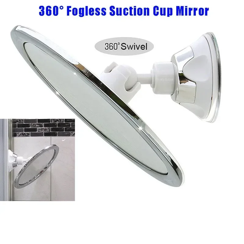 

Makeup Mirror With Holder Suction Cup Rotation Shower Shave Round Mirrors Bathroom Mirrors Washroom Fog Free New Espejo con luz