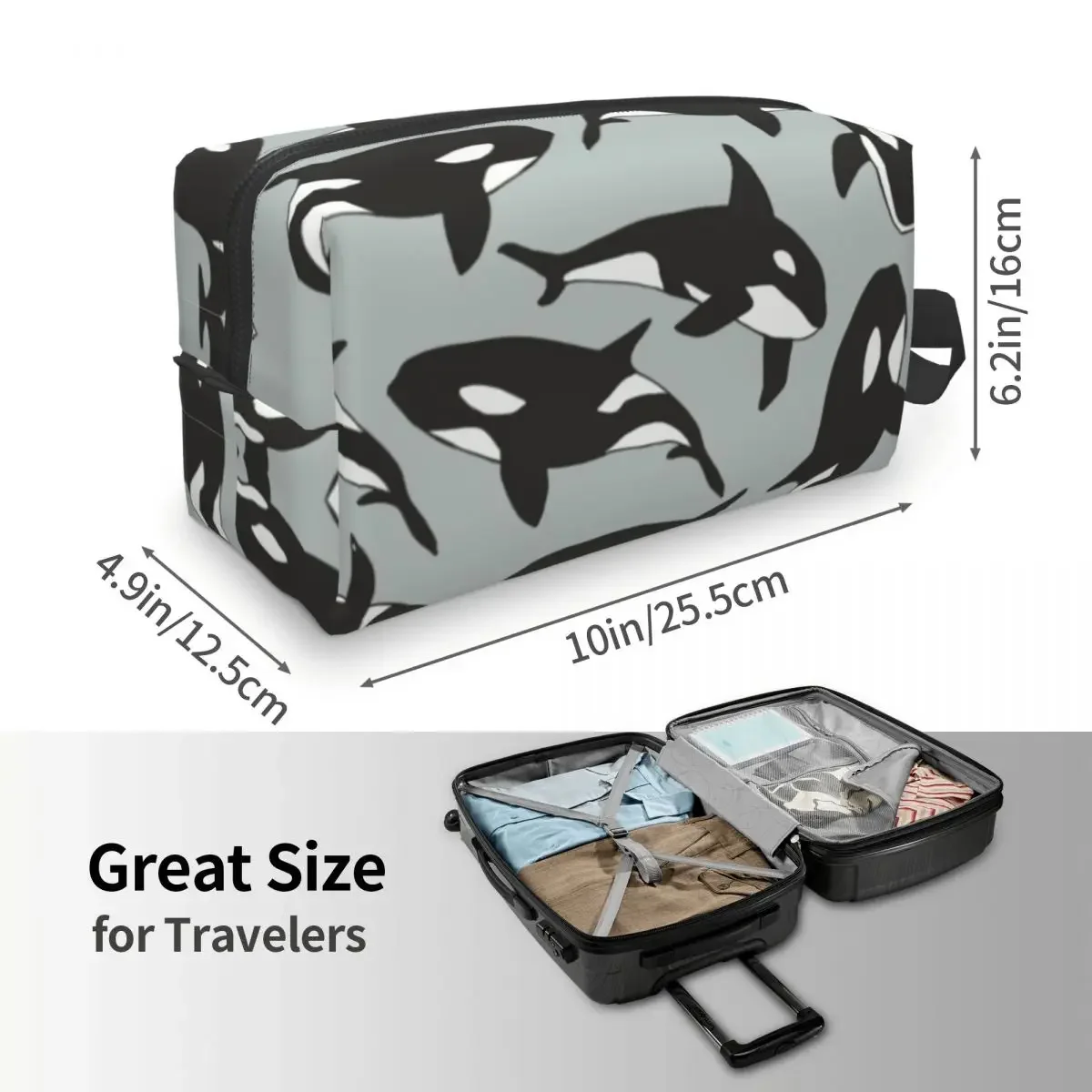 Custom Orca Killer Whale Toiletry Bag for Women Ocean Life Makeup Cosmetic Organizer Ladies Beauty Storage Dopp Kit Box