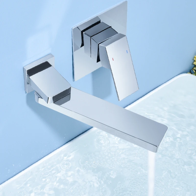 Wall mounted wash basin faucet, household cold and hot pre embedded concealed wash basin, embedded basin faucet on the table