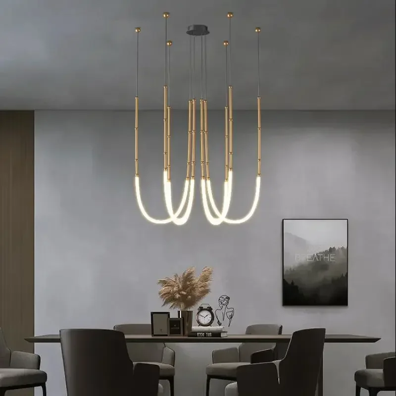 Imagem -02 - Nordic Modern Art Linha Led Pendant Lamp Elegante Pendurado Luz Sala de Estar Sala de Jantar Decoração Iluminação Designer