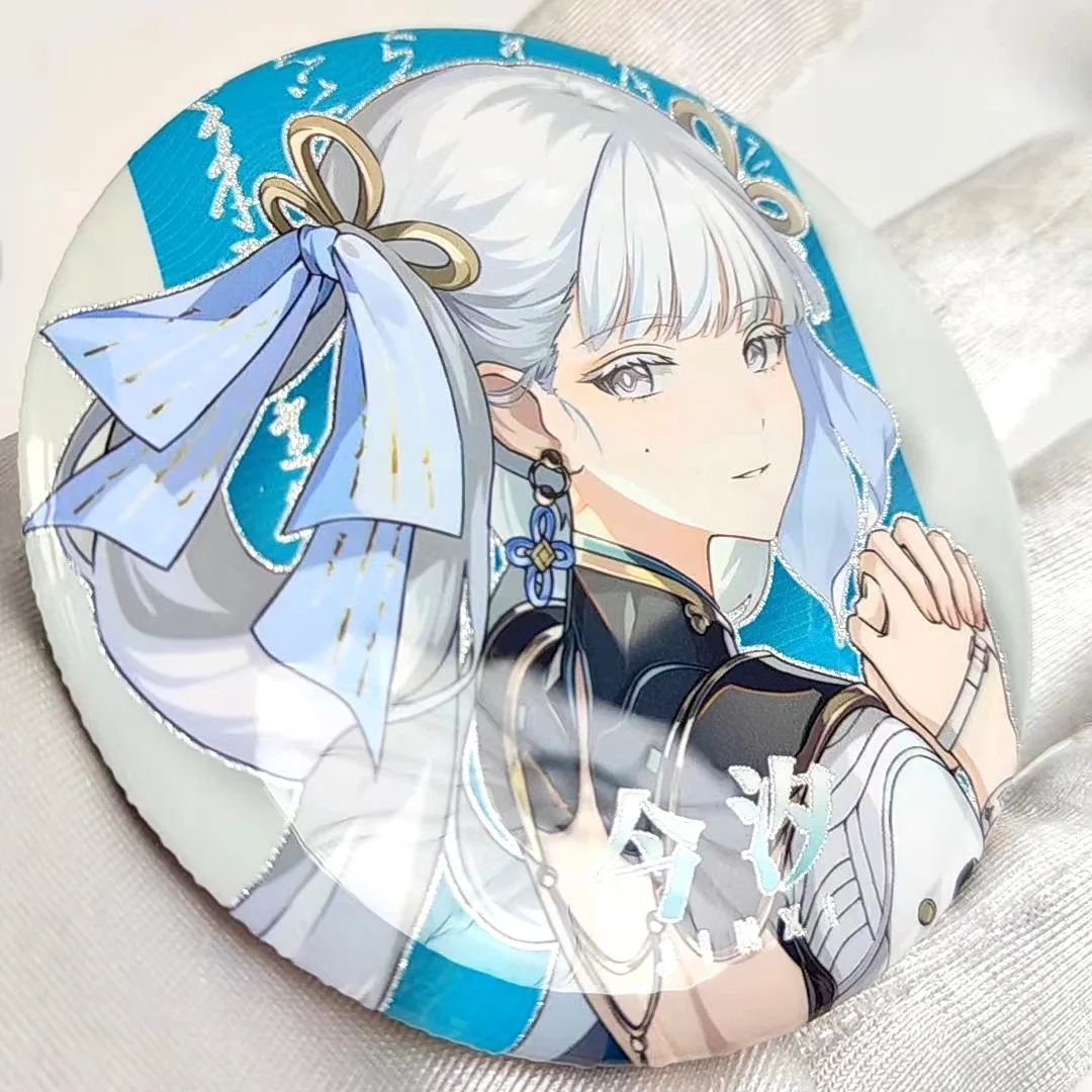 Anime Wuthering Waves Glitter Metal Badge Cosplay Pin Yinlin Lingyang Verina Mortefi Calcharo Tinplate Accessories Badge Gift