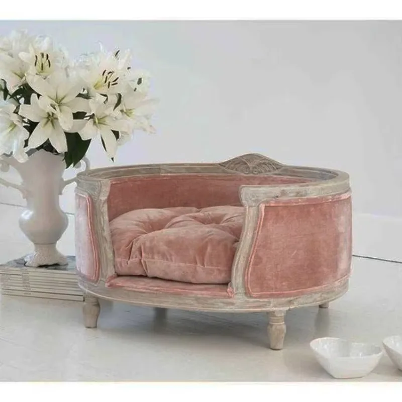 New solid wood European carved dog and cat nest pet sofa dog furniture bed for small animals