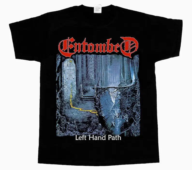 entombed left hand path'90 Clandestine new black short sleeve t-shirt 3 4 5XL