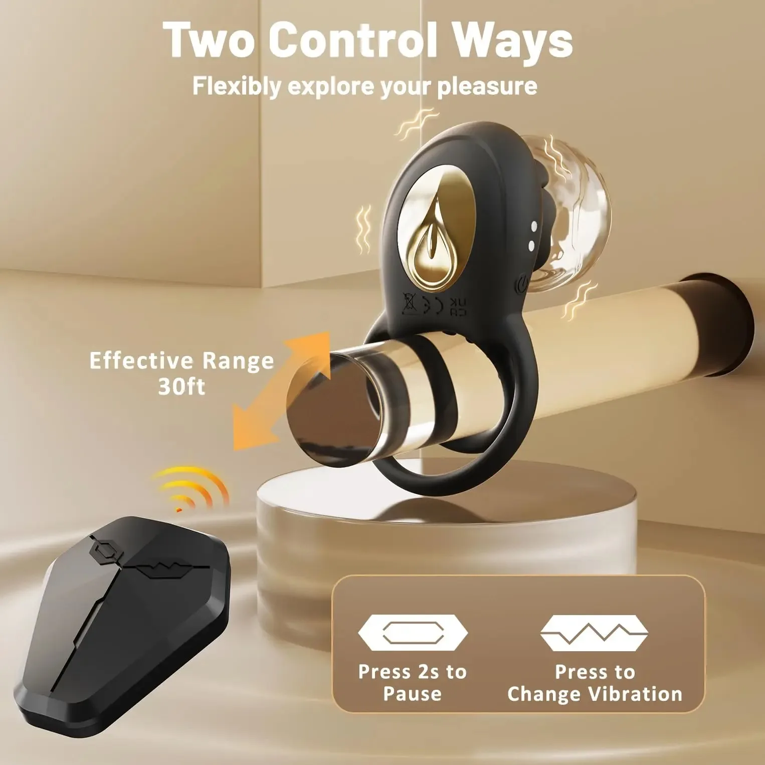 HESEKS Remote Control Cock Ring Cockring Vibrator Clitoris Stimulation Delay Ejaculation Penis Ring Adults Sex Toys for Men 18+