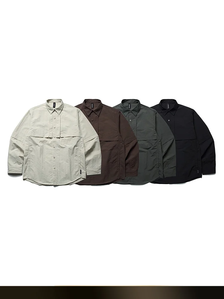

NTED Mountain Series Men's Long Sleeve Casual Shirt Water-Resistant Outdoor Workwear Loose Fit Versatile Shirt for Autumn