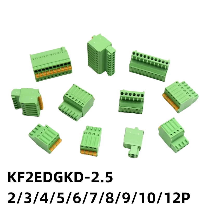 5Pcs KF2EDGKD-2.5 Plug Connector 2P 3P 4P 5P 6P 7P 8P 9P 10P 12P Pitch 2.5mm 125V 4A Pluggable Terminal Block Cable Connector