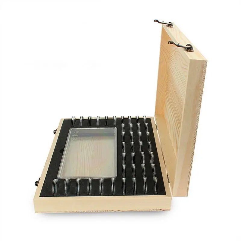 

Wooden Coin Storage Case Banknotes Collection Holder with Lock Coin Collector Organizer Coins Display Commemorative Case