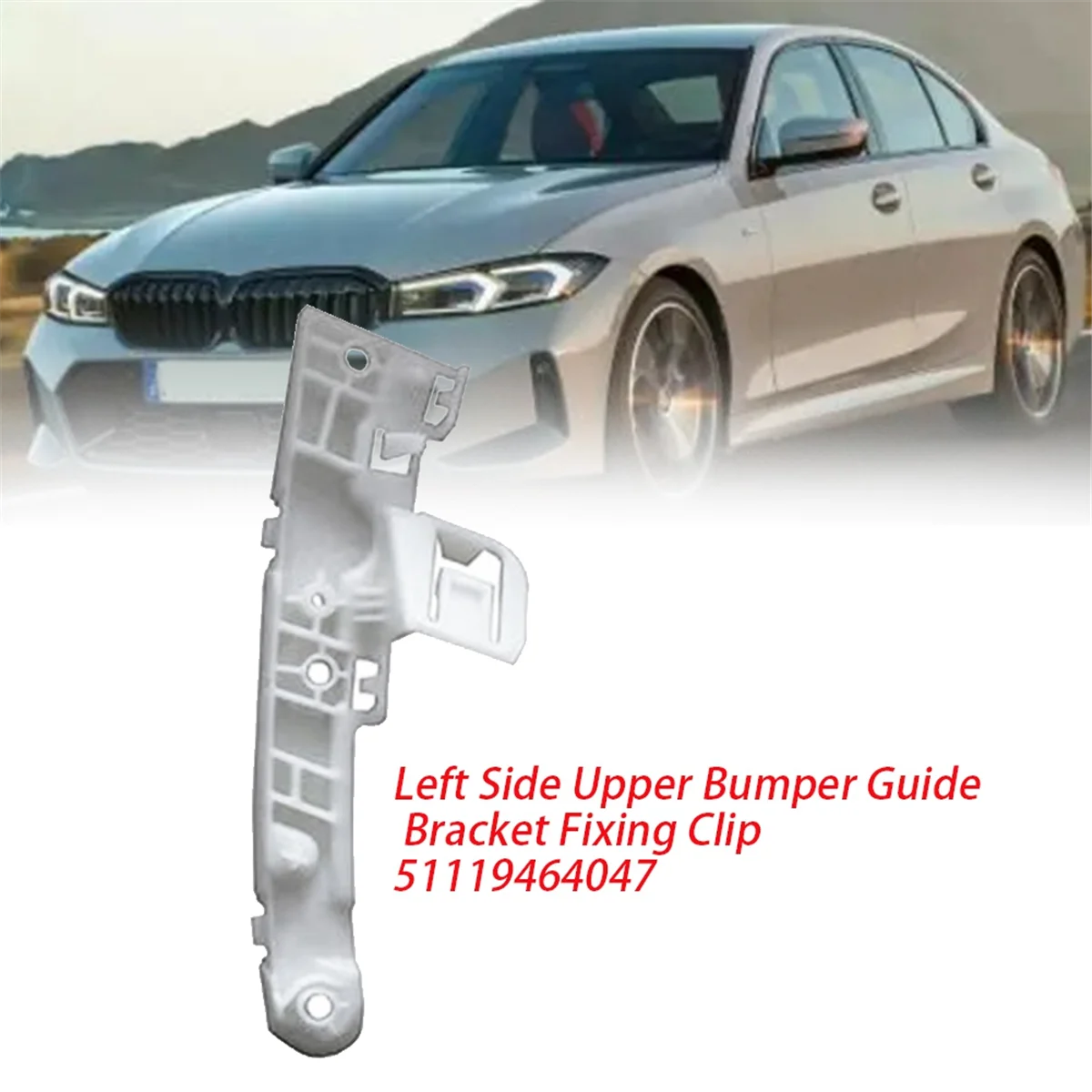 Front Bumper Guide Left Side Upper Bracket Piece 51119464047 for 7 Series G70 2022-2024 Bumper Guide Fixing Clip