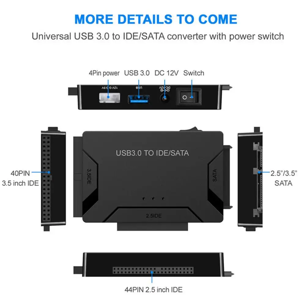 Convertisseur de stockage de disque dur multifonction, USB 3.0 vers SATA IDE, adaptateur IDE SATA, transfert de données de disque dur