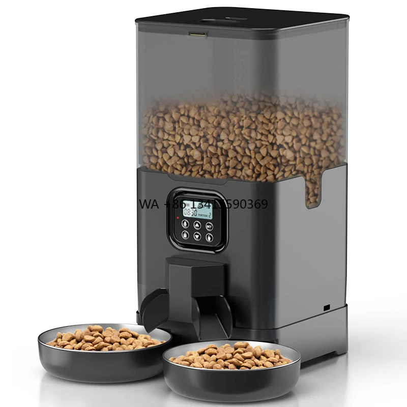 

Automatic Cat Feeder for Two Cats with Bowls Pet Feeder with Stainless Steel Bowl Timed Cat Feeders with Memory Function