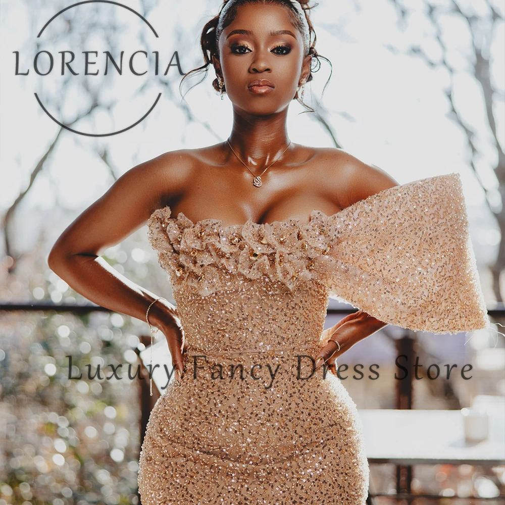 Robes de bal élégantes sans bretelles pour femmes, asymétrique épaule dénudée, paillettes, sirène, robes de soirée de mariage, personnalisées, 2025