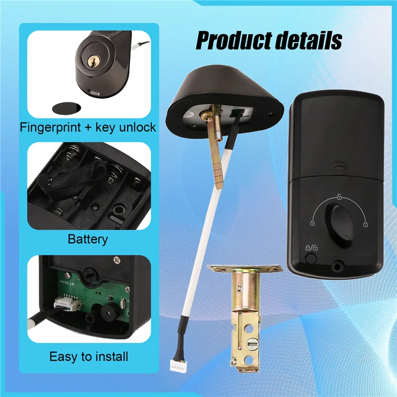Electronic Door Lock For Tuya Intelligent Lock Keyless Entry Digital Door Lock Smart Deadbolt With Fingerprint-A83Z