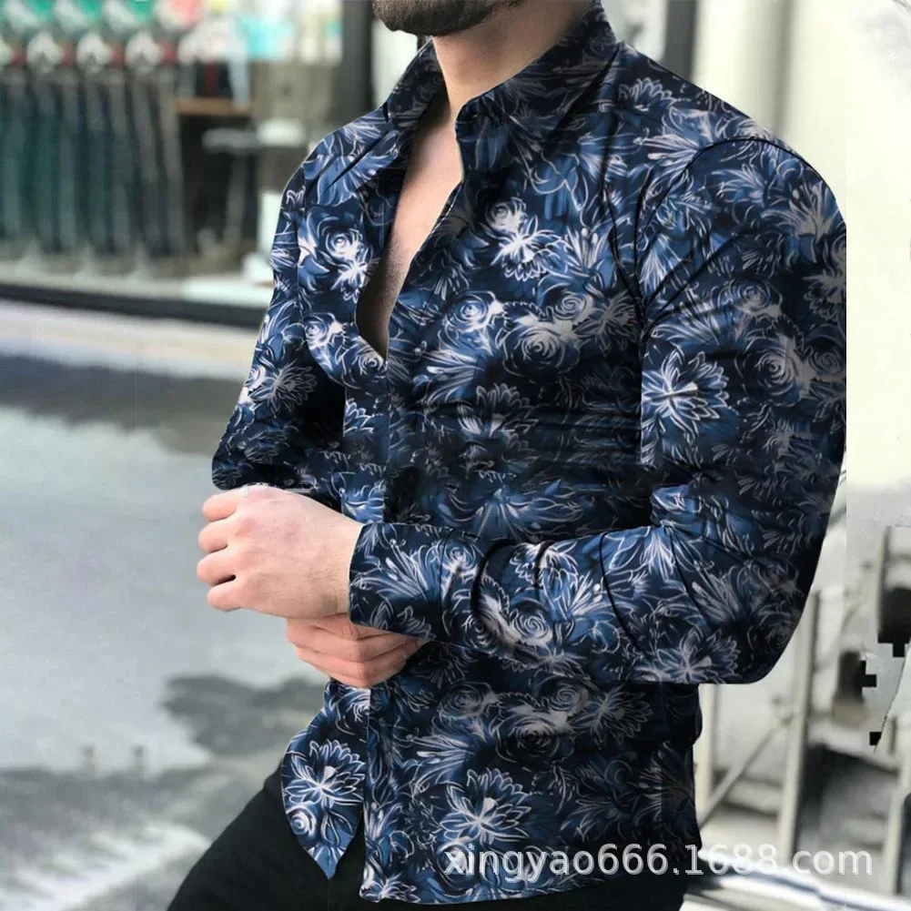 2025 Men's Shirts Long Sleeve 3D Animal Lapel Button Summer Clothes For Men Up Top  Prom Birthday Fashion Boyfriend Shirts S-4XL