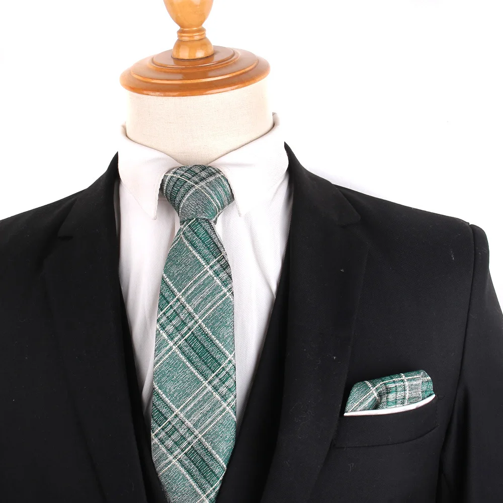 

Men's Tie in Stock Korean Leisure Fashion Green Series Polyester Silk 7.5cm Tie 16 Color Suit Accessories