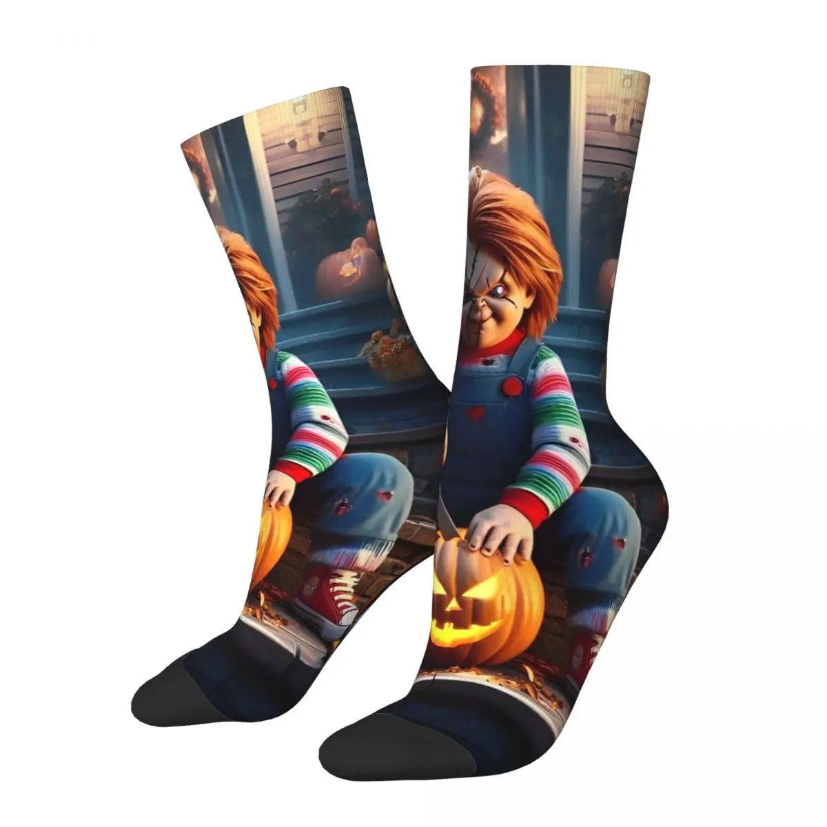 Chucky Halloween Socks Men's Women's Polyester Funny Happy Horror Movie Socks High Quality Spring Summer Autumn Winter Socks