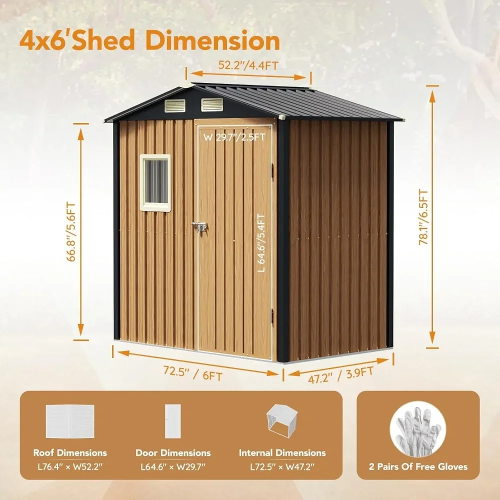

Garden Storage Shed with Lockable Door,Steel Tool Shed with Clear Window, Anti-Corrosion Metal Shed for Backyard Patio Lawn
