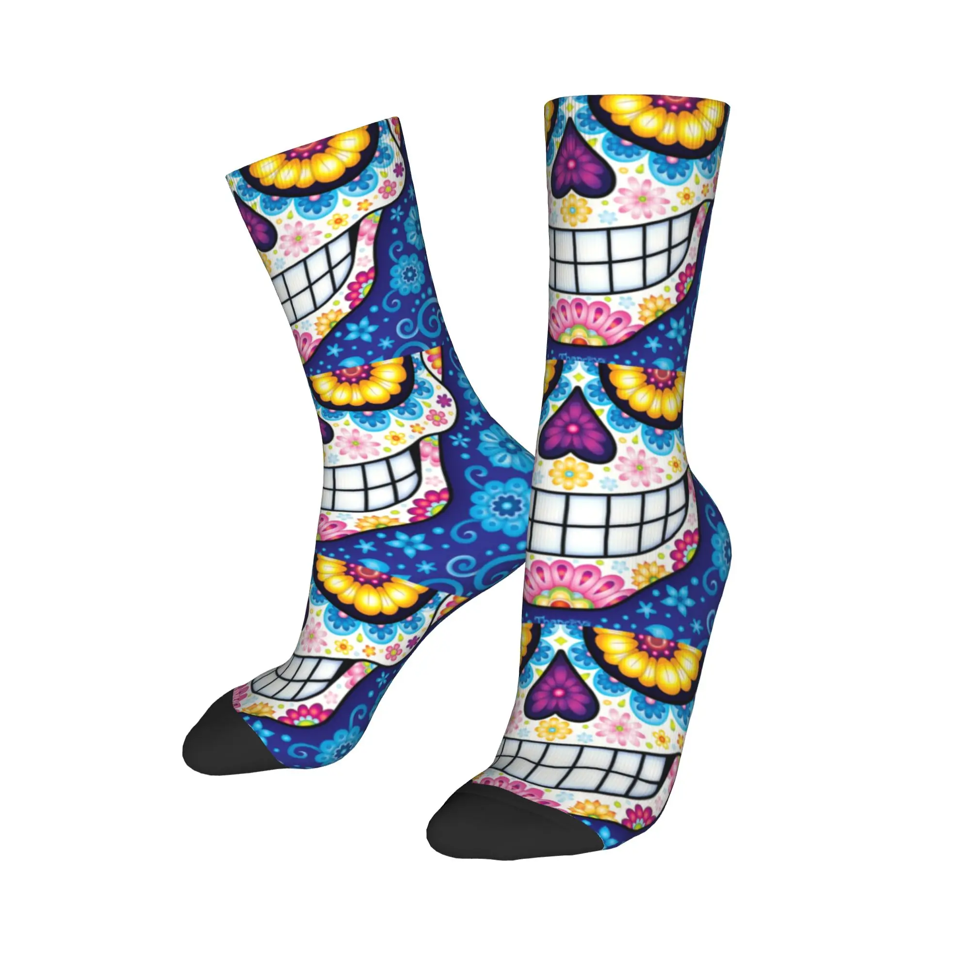 

Custom Day Of The Dead Sugar Skull Men Women Crew Socks Unisex Cute 3D Printing Mexican Skull Dress Socks