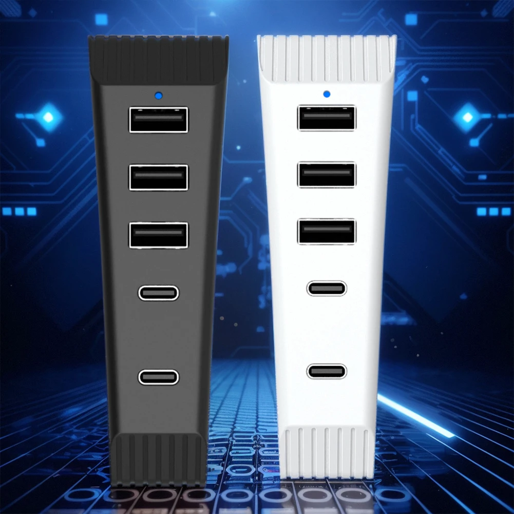 5 in 1 USB Hub High-Speed Extra USB Port Extender 3USB & 1 Type C Port & 1 Type-C 3.1 for Playstation 5 Slim Game Console
