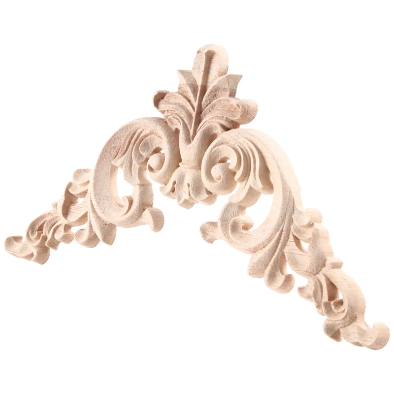 15*15cm Rubber Wood Carved Corner Onlay Applique Exquisite Unpainted-ABPP