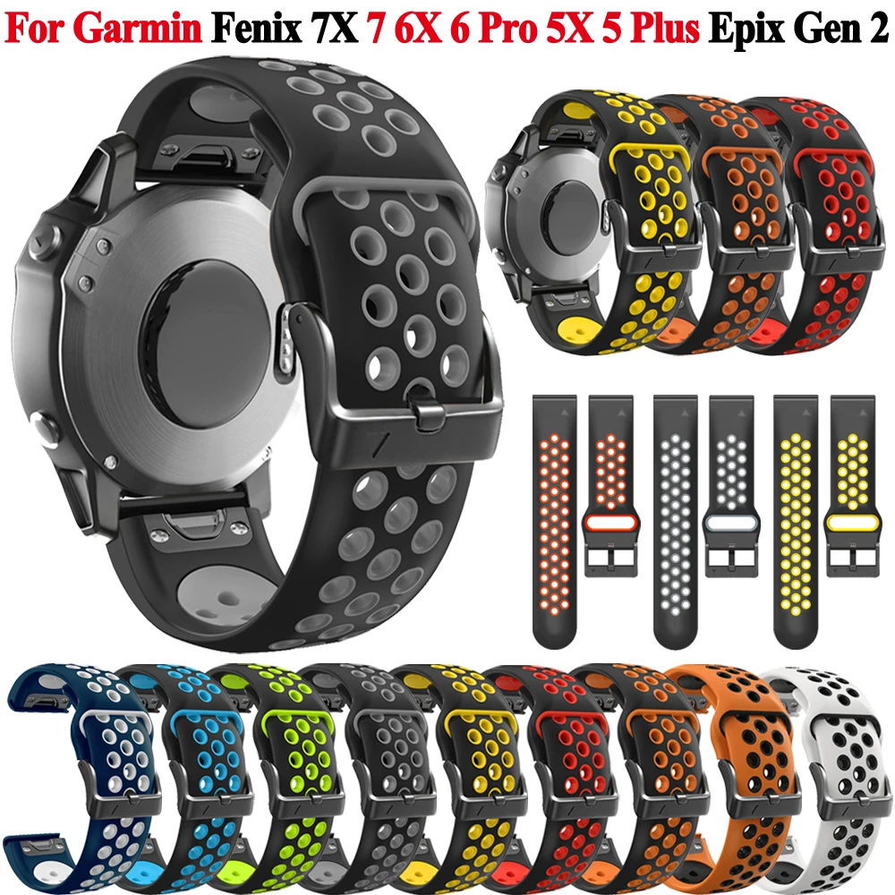 22/26mm silicone cinta de liberação rápida para garmin fenix 7 7x 6x 6 pro 5x 5 plus epix gen 2 smartwatch banda pulseira cinto