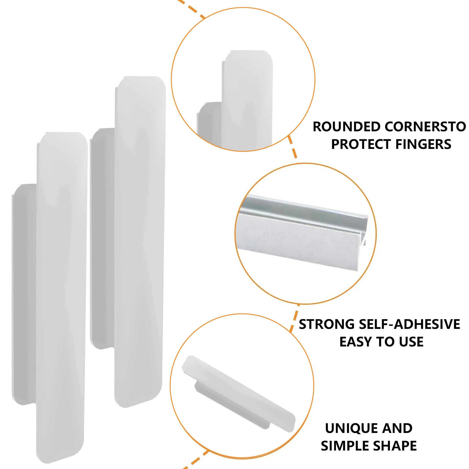 2pcs Door Self-adhesive Handle Simple Plastic Handles For Doors And Windows Detachable Non Perforated Sliding Door Handle