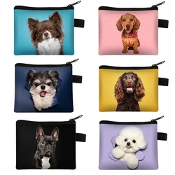 Cute Dog Print Coin Purse Women Wallets For Travel Casual Pure Color Animal Mini Handbag ID Credit Card Money Holder Bags Gift