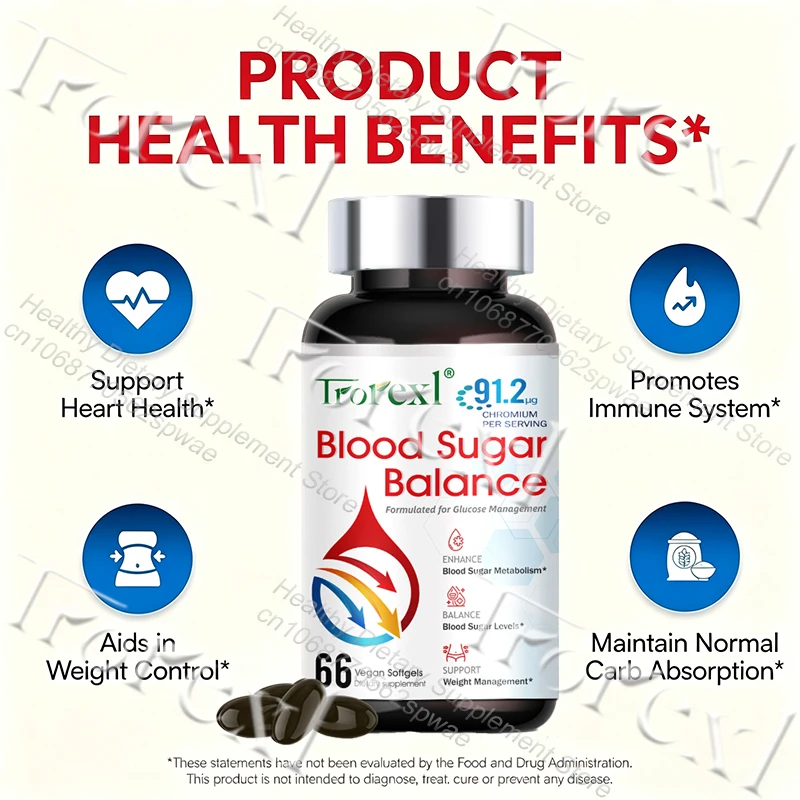 Natural Blood Sugar Complex Supplement | Balances Blood Sugar, Glucose Metabolism,Supports Immune, Cholesterol,Heart Health
