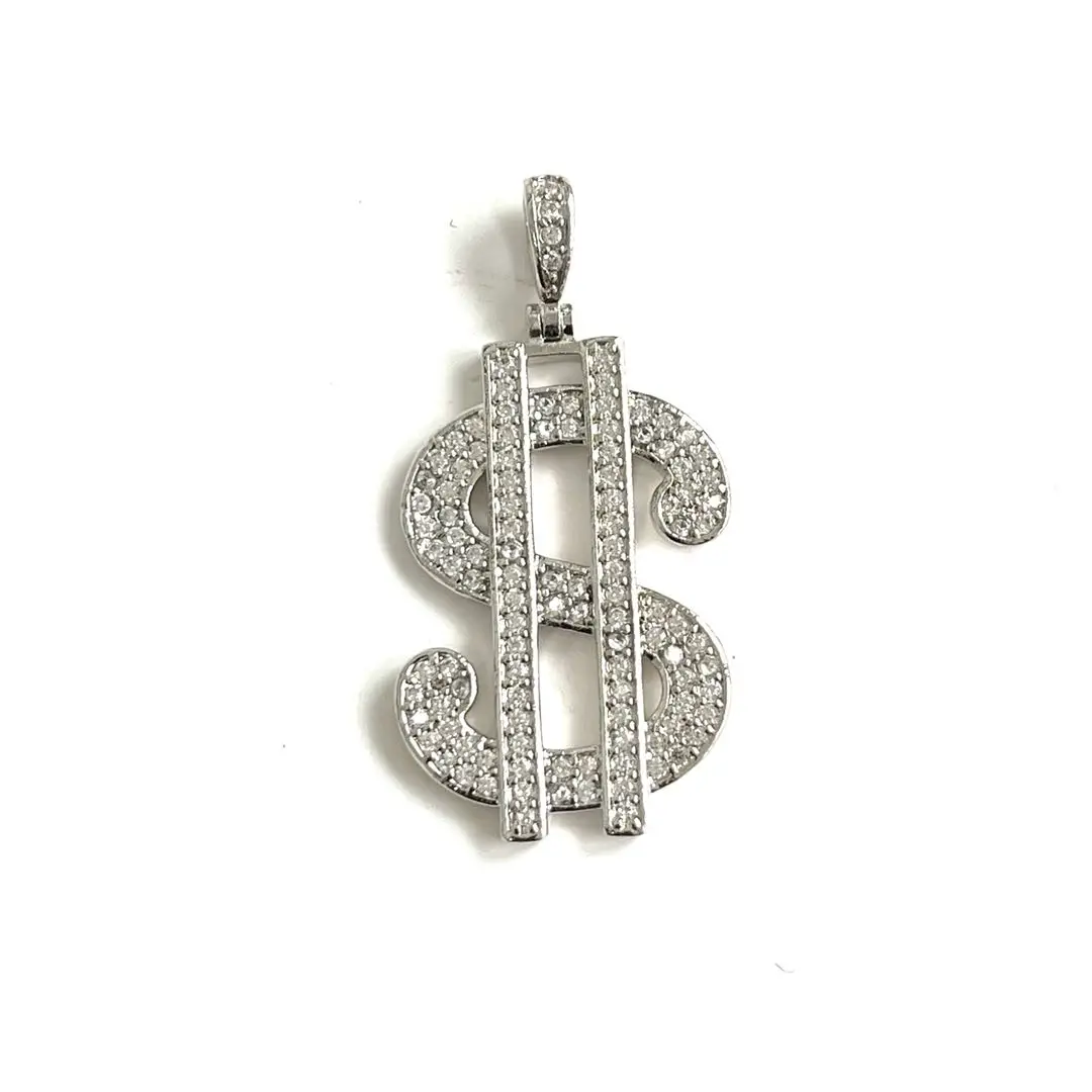 5 Pcs Dollar Sign Charms Cubic Zirconia Pav Pendant 18x27mm Jewelry Supplies for African American Black Woman Bracelets Necklace