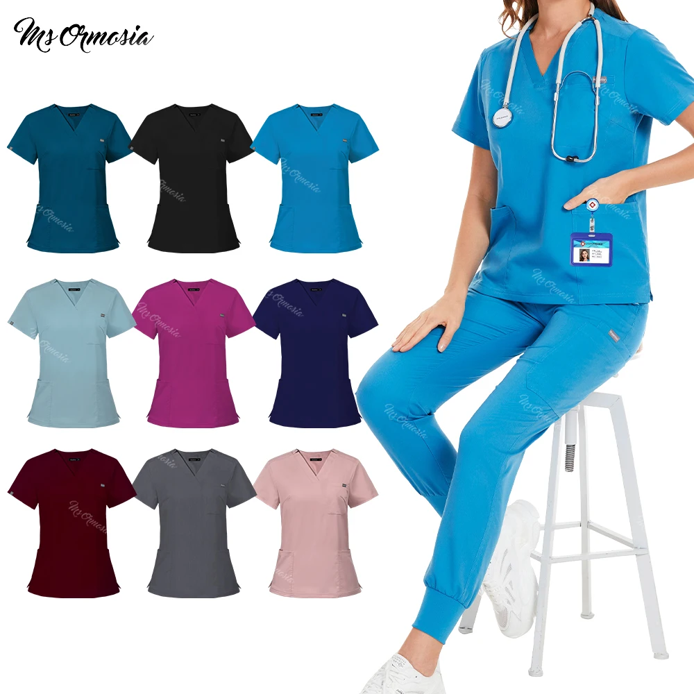 

Doctor Nurse Medical Uniforms Shirt Scrubs Women Jogger Set Hospital Accessories Operating Room Surgical Gowns Mens Workwear New