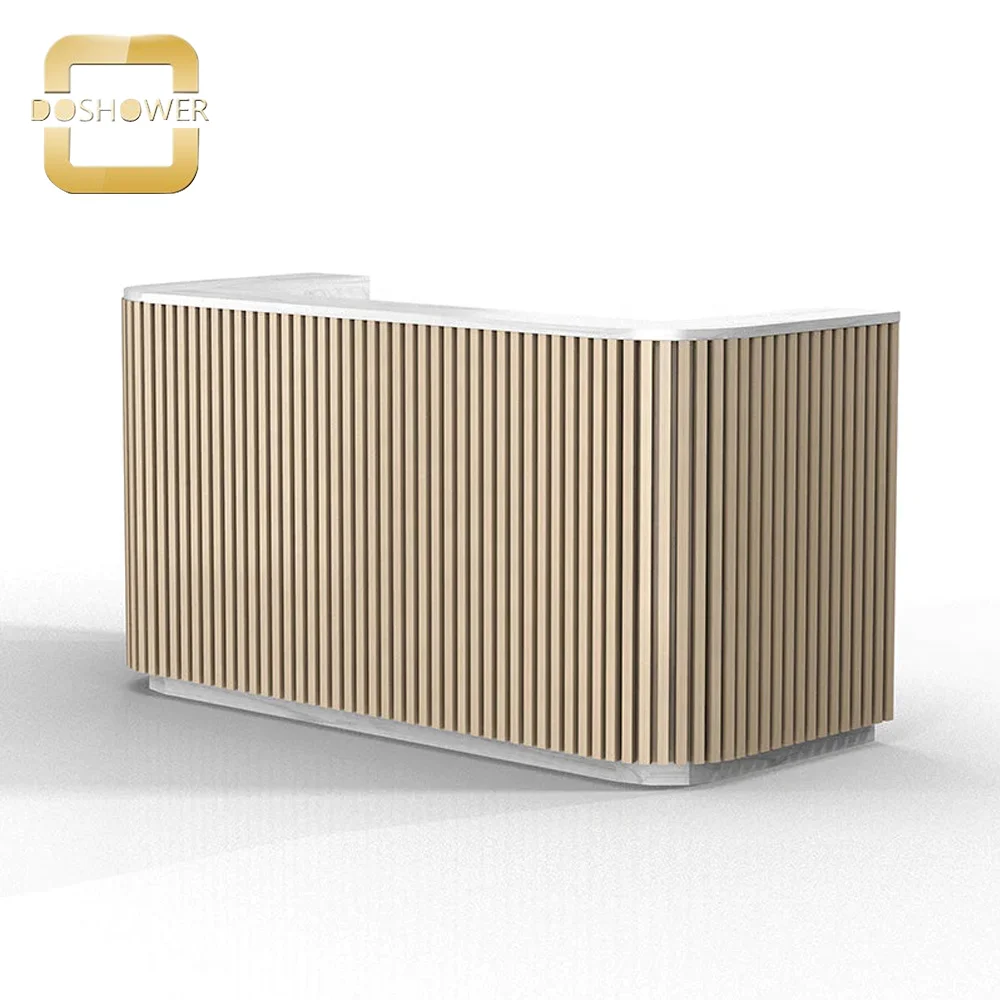Salon Reception Desk Customized Size with Round Shaped Reception Desk for Reception Desk with Display Glass