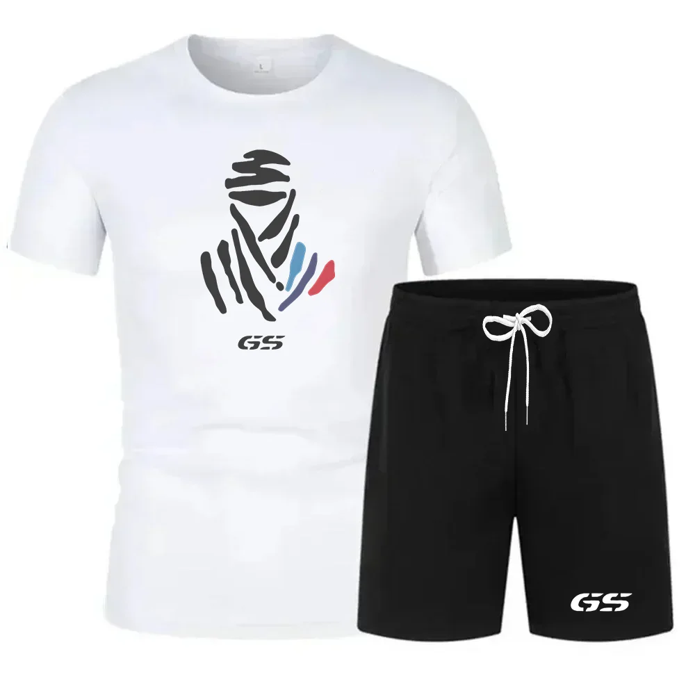 

Summer 2025 Men's Casual Cotton T-irt And orts Set ort Sve Loose Fit round Color Youth Faion