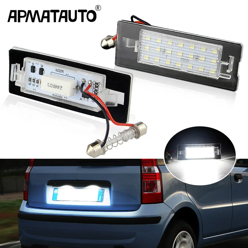 2pcs White LED License Number Plate Light Lamp For FIAT Panda MK3 MK4 Typ 169 312 319 2003-2012 OEM#:71734797